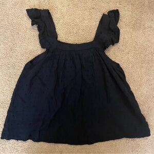 Navy Ruffle Sleeve Tank Top